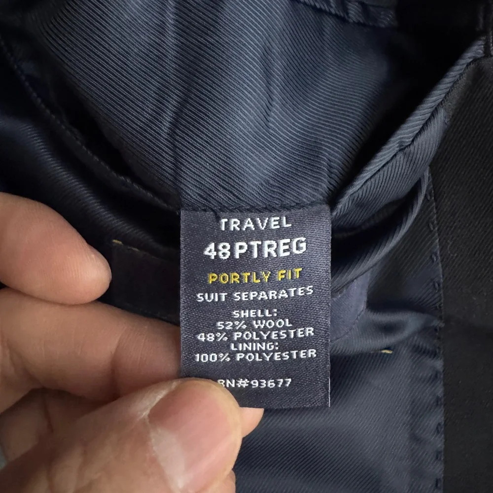 Stafford Travel Suit Mens 48PTREG 42x31 Navy Blue Solid‎ Portly Fit Wool Blend